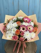 Букет цветов из:  Розы, Герберы и Хризантемы в Троицке
