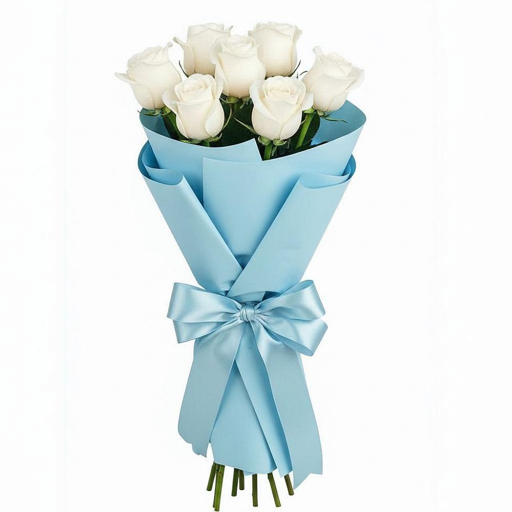 Букет 7 белых роз Проуд в Троицке