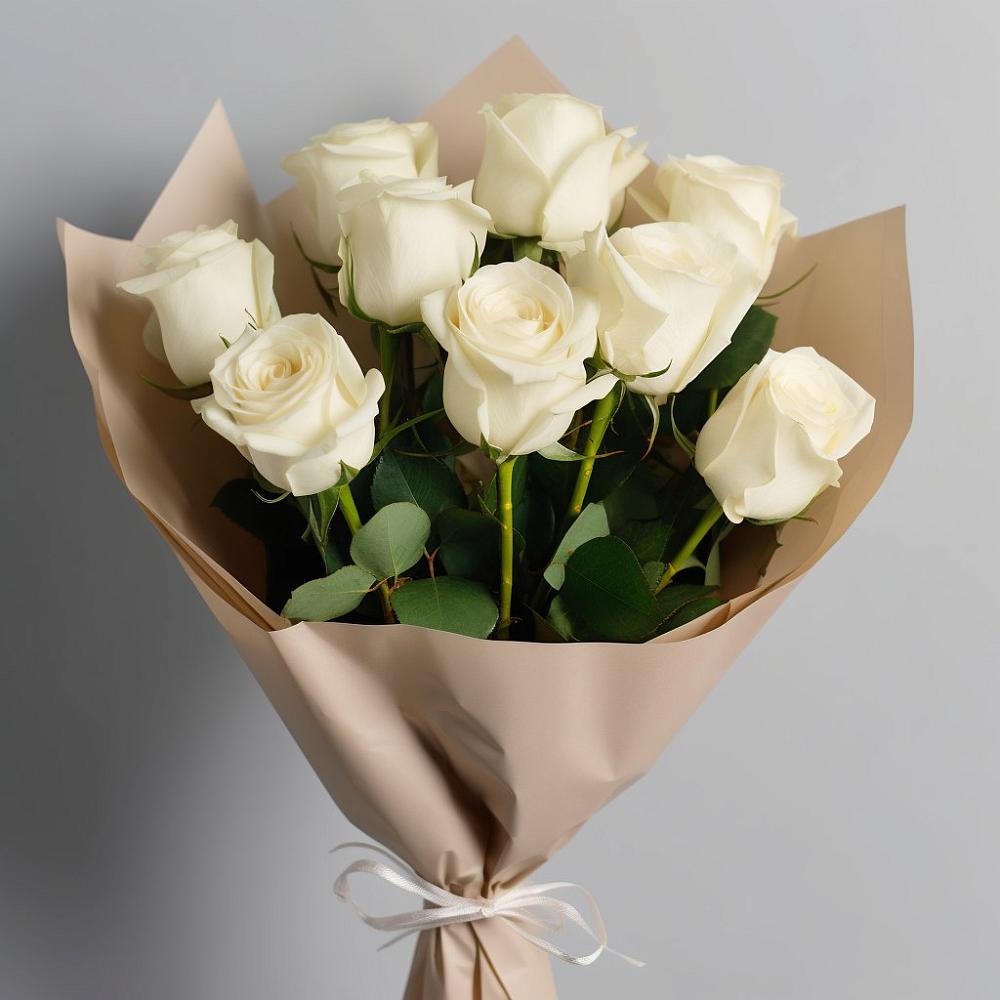 Букет 9 Белых роз Эдлесс Лав в Троицке