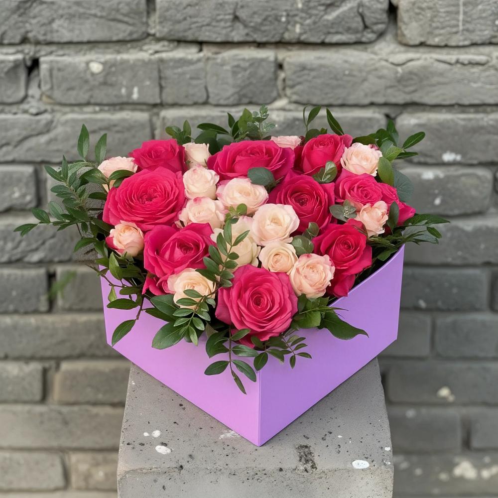 Цветочная композиция из Розы в коробке в Троицке
