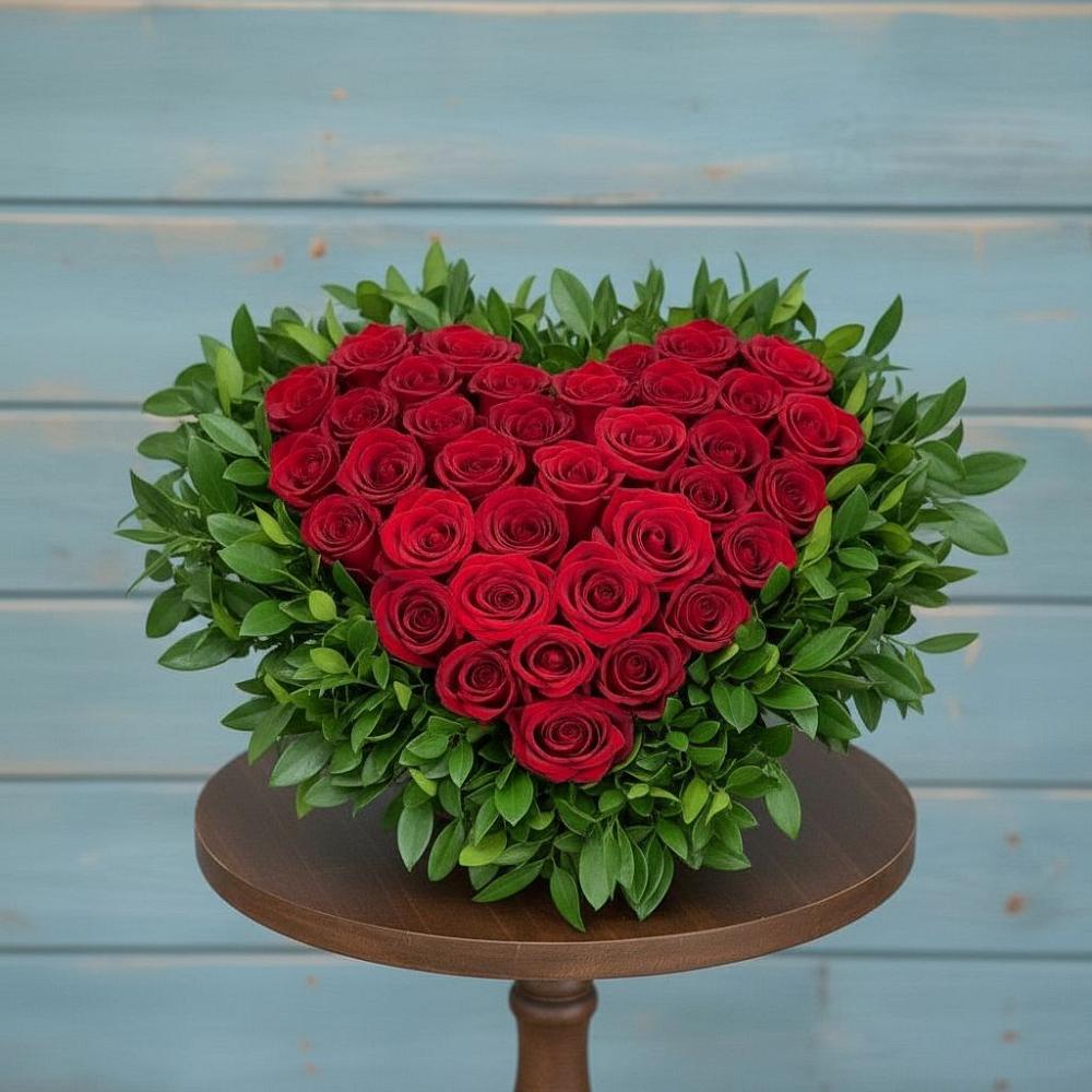 Цветочная композиция из Розы в виде сердца в Троицке