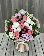 Букет цветов из:  Альстромерии, Гвоздики, Розы и Хризантемы #REPLACE_PRED# Троицке