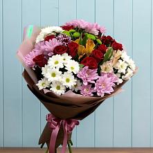 Букет цветов из:  Розы, Хризантемы и Альстромерии в Троицке