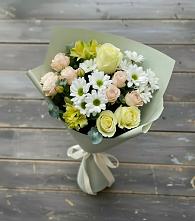 Букет цветов из:  Альстромерии, Розы и Хризантемы в Троицке
