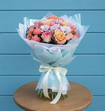 Букет цветов из:  Хризантемы и Розы в Троицке