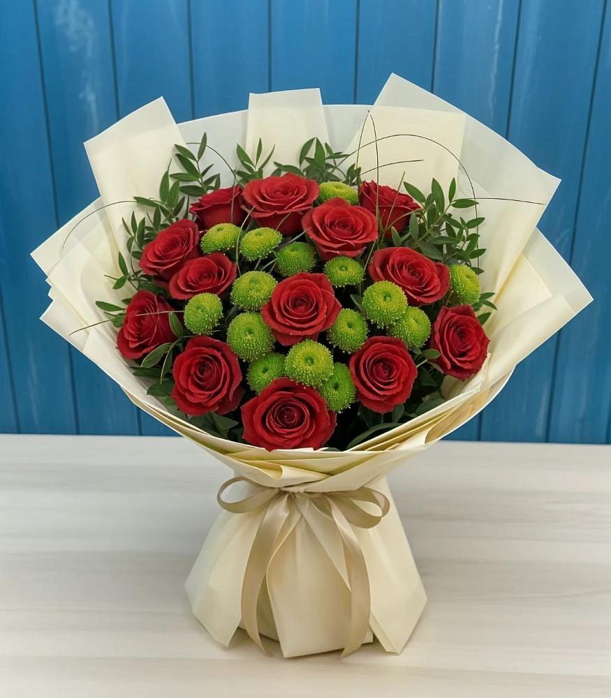 Букет цветов из: Розы и Хризантемы в Троицке